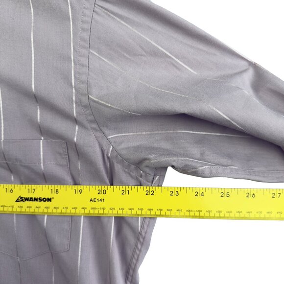 VTG John Henry Fitted Collection Grey Pinstripe Dress Shirt  (16½ 34/35) Office - Picture 13 of 13